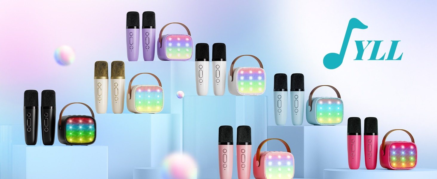 YLL mini karaoke machines lined up in every colour