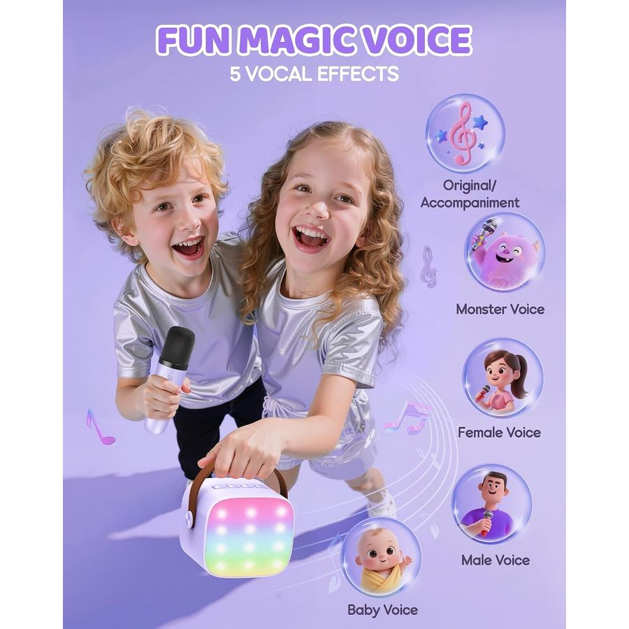 YLL Mini Karaoke Machine, Lavender with 4 Mics, view 4