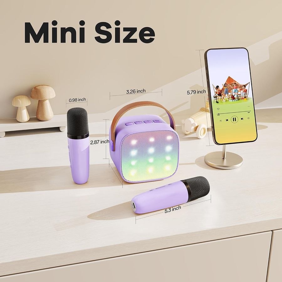 YLL Mini Karaoke Machine, Lavender with 4 Mics, view 6