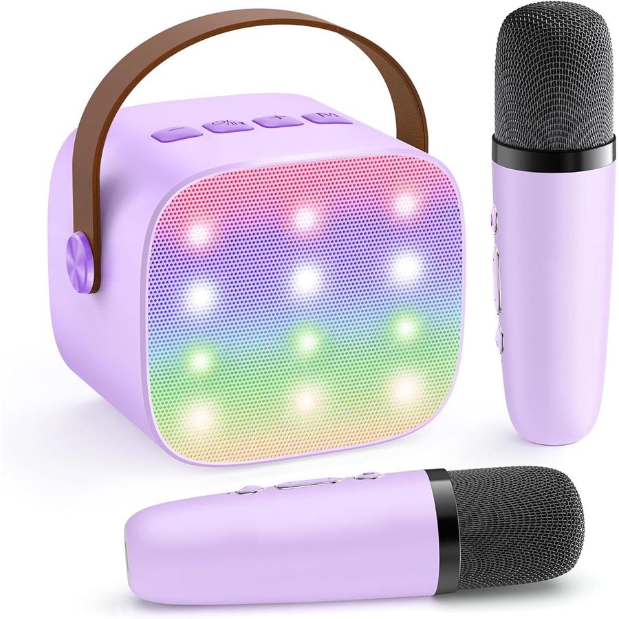 YLL Mini Karaoke Machine, Lavender with 2 Mics