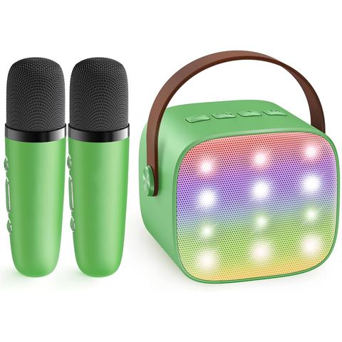 YLL Mini Karaoke Machine, Leaf Green with 2 Mics