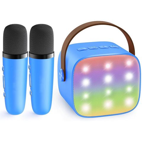 YLL Mini Karaoke Machine, Ocean Blue with 2 Mics