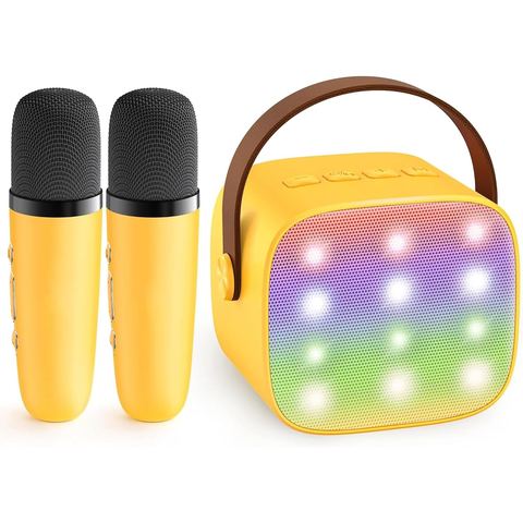 YLL Mini Karaoke Machine, Sunshine Yellow with 2 Mics